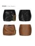 Vintage gold buckle decorative leather skirt